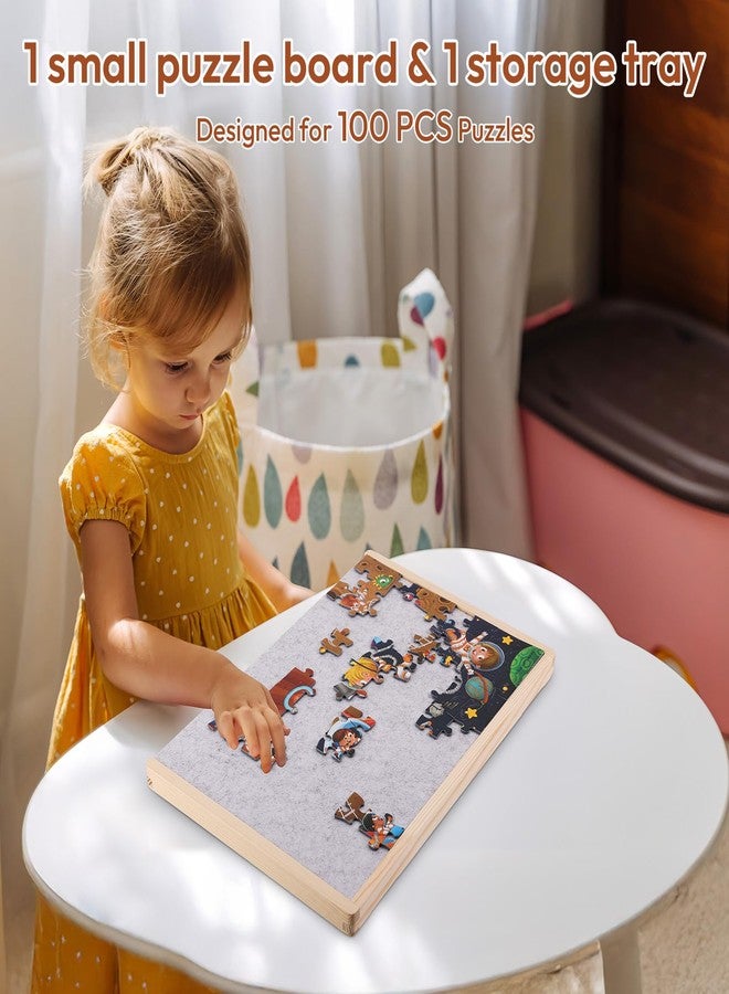 Woodtoe Small Puzzle Board with 2 Sizes, 16.1'' x 11.4'' Puzzles Board for 100 Piece, 16.1'' x 22.8'' Puzzle Table for 300 500 Jigsaw Puzzles, Wooden Felt Puzzle Tray for Kids 3+ - Image 3